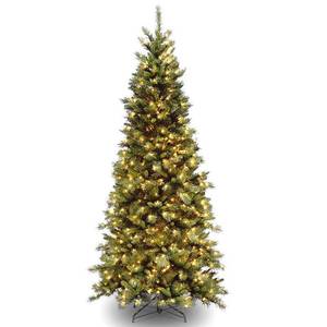 lot 11840 image: National Tree Tiffany Slim Fir Tree With 550 Clear Lights 7.5 Ft