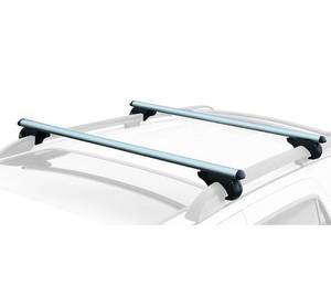 lot 11853 image: CargoLoc 2-Piece 52 Aluminum Roof Top Cross Bar Set � Fits Maximum 46� Span Across Existing Raised Side Rails with Gap � Features Keyed Locking Mechanism, Silver