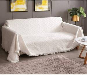 lot 11859 image: RHF Geometrical Sofa Cover, Couch Cover, Couch Covers for 3 Cushion Couch, Sectional Couch Covers, Sofa Covers for Living Room, Couch Covers for Dogs, Couch Protector(X-LargeBeige-White)
