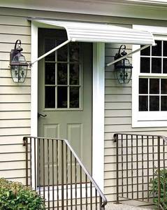 lot 11874 image: NuImage Awnings 60425 Series 2500 Aluminum Door Canopy with Support Arms, 60 inches Wide, 42 Projection, White