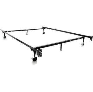 lot 11877 image: Adjustable Metal Bed Frame with Rug Rollers, Black