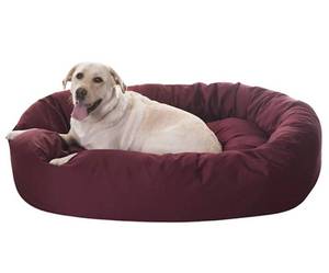 lot 11905 image: Majestic Pet Burgundy Bagel Dog Bed, 52 L x 35 W