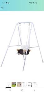 lot 11916 image: Toddler Swing, Baby Swing with Stand,Swing Set for Infant,Outdoor Indoor Swing Set with Canvas Cushion Seat