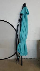 lot 11932 image: 10 ft. Aluminum Cantilever Umbrella, Turquoise, Base PoleBase Not Included