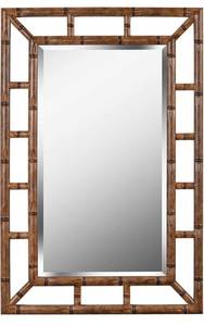 lot 11933 image: Kenroy Home 60226 Aviary Rectangular Wall Mirror, Coastal, Medium Brown Bamboo Finish, 40 26-inches, Easy Hang D-Rings Included, 40 Inches by 26 Inches, Bronze