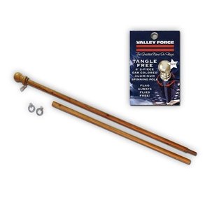 lot 11941 image: Valley Forge, American Flag Pole, Aluminum Oak-Colored, 6, 2-Piece for Grommeted Flag