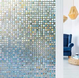 lot 11951 image: rabbitgoo Stained Glass Privacy Window Film, Mosaic Pattern Static Cling Decorative Window Vinyl, Removable Rainbow Window Tint Film, Non-Adhesive Iridescent Films for Home Office, 35.4 tall, unknown length