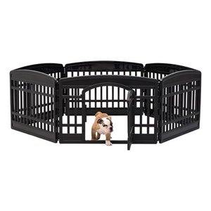 lot 11961 image: IRIS USA 6 Panel Exercise Pet Playpen with Door, Black