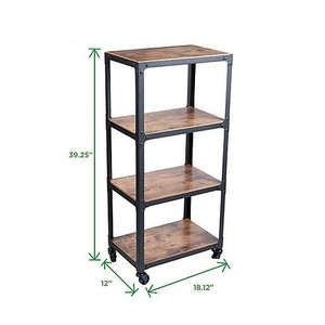 lot 8745 image: Squared Away�� 4-Tier Wood and Metal Utility Cart in BlackNatural