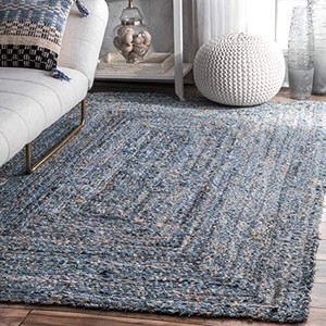 lot 10245 image: nuLOOM Hand Braided Otelia Denim And Jute Area Rug, 5 x 8, Denim