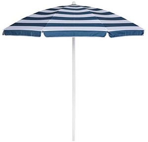 lot 10252 image: a Picnic Time brand 822-00-334-000-0 5.5 Ft. Portable Beach Umbrella Outdoor Furniture, Blue & White Stripe