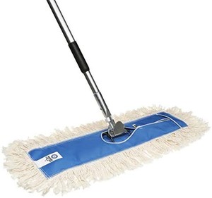 lot 10253 image: NINE FORTY USA 18 Inch Commercial Cotton Dry Dust Mop Head Hardwood Floor Duster Broom Set