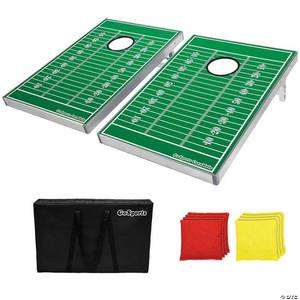 lot 5473 image: GoSports Football Cornhole Bean Bag Toss Game Set