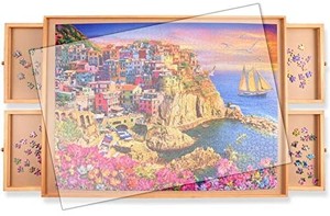 lot 7028 image: Puzzle Board,Jigsaw Puzzle Table with Drawers for Puzzle Storage,Portable Puzzle Table for Adults Teens 35 x 26