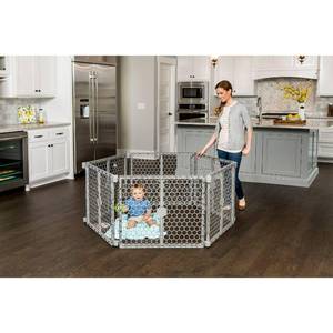 lot 7031 image: Regalo Versatile Play Space 192-Inch Plastic Super Wide Portable Baby Gate and Play Yard, 4-In-1, Bonus Kit, Indoor and Outdoor Play Space, Cool Gray