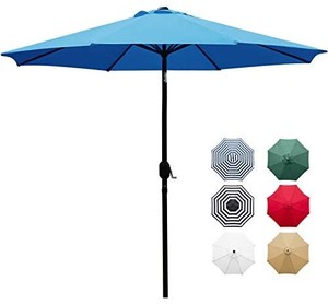 lot 7042 image: Sunnyglade 9 Patio Umbrella Outdoor Table Umbrella with 8 Sturdy Ribs