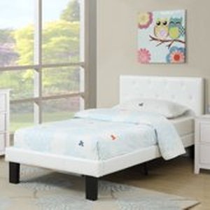 lot 7045 image: Poundex Upholstered Platform Bed, Twin