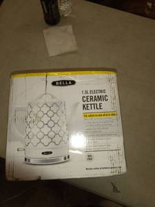 lot 7046 image: BELLA 1.5 Liter Electric Ceramic Tea Kettle with Boil Dry Protection & Detach...