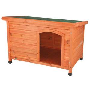 lot 8747 image: TRIXIE Pet Products Natura Classic Dog House, Flat Hinged Roof, Adjustable Legs, Brown, Small-Medium