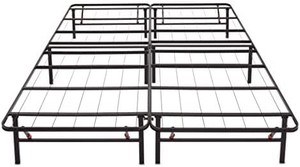 lot 8770 image: Amazon Basics Foldable, 14 Black Metal Platform Bed Frame with Tool-Free Assembly, No Box Spring Needed - California King