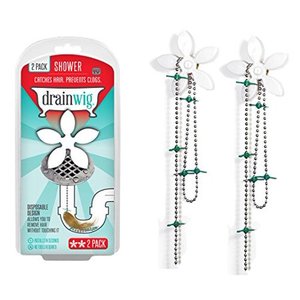 lot 8776 image: Allstar Innovations Drain Wig - Shower Drain (2 Pack), Never Clean a Clogged Drain Again, Hair Strainer, Hair Snare, As Seen on Shark Tank