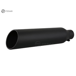 lot 8777 image: Fedar Black 2.5 Inlet 4 Outlet 18 Rolled End Angle Cut Truck Exhaust Tip Tail Pipe