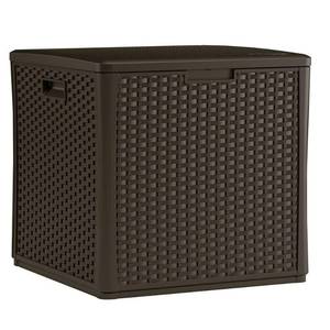lot 8781 image: Suncast - Outdoor Storage Resin Wicker Design Cube Shape Patio Deck Box