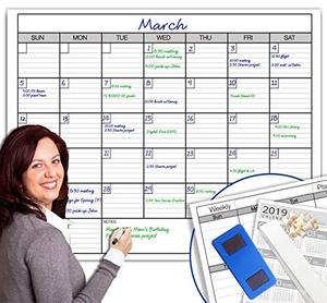 lot 9595 image: Dry Erase Monthly Large White Board Wall Calendar, 38 x 50, Jumbo Laminated Erasable Month whiteboard, Huge 30 Day Planner