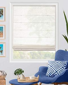 lot 9603 image: CHICOLOGY Roman Shades for Windows , Roman Window Shades , Roman Shades , Window Treatments , Window Shades for Home , Window Shade , 31 W X 64 H , Pacific White (Semi-SheerLight Filtering)