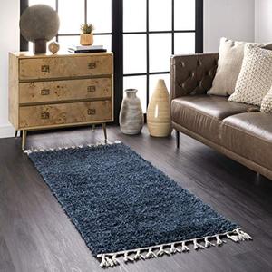 lot 9609 image: nuLOOM Neva Plush Shag Runner Rug, 2 6 x 12, Blue
