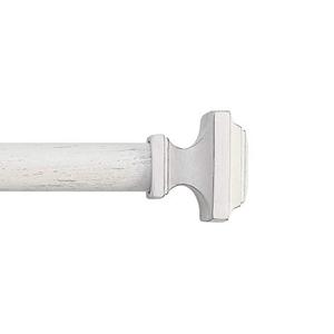 lot 9619 image: MODE Farmhouse Collection Single Curtain Rod Set with Cottage Square Finials - 36 to 72 in, White
