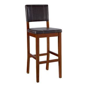 lot 9622 image: Milano Padded Barstool Upholstered Seat & Back Brown - Linon