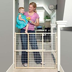 lot 9638 image: Toddleroo by North States 50 Wide Extra Wide Wire Mesh Baby Gate Installs in Extra Wide Opening in Second Without damaging Wall. Pressure Mount. Fits 29.5-50 Wide (32 Tall, Sustainable Hardwood)