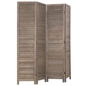 lot 9660 image: Room Divider Partition 4 Panel Privacy Screen 5.7FT Folding Screen Wood Frame Screen for Home Office Bedroom Brown