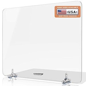 lot 9662 image: GUARDMATE  Max Stability Suction Cup Sneeze Guard  36W x 24H  Premium Plexiglass Shield Restaurant Divider  Acrylic Office Desk Divider Panel  Work Space Protection Portable Plastic Barrier