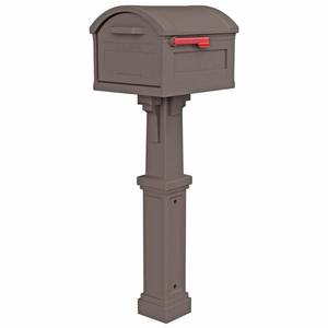 lot 10279 image: Gibraltar Mailboxes Grand Haven Extra Large, Plastic, Mailbox and Post Combo, Mocha, GHC40M01