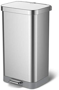 lot 10282 image: Glad Stainless Steel Step Trash Can with Clorox Odor Protection  Large Metal Kitchen Garbage Bin with Soft Close Lid, Foot Pedal and Waste Bag Roll Holder, 20 Gallon, All Stainless