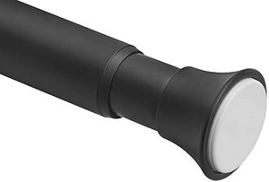lot 22454 image: Amazon Basics Tension Curtain Rod, Adjustable 78-108 Width - Black, Classic Finial