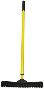 lot 22457 image: FURemover Broom, Pet Hair Removal Tool with Squeegee & Telescoping Handle That Extends from 3-5, Black & Yellow