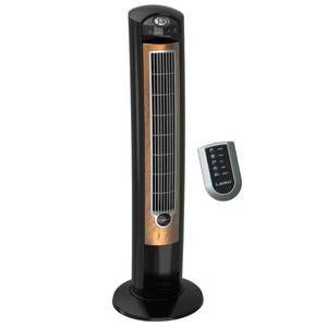 lot 22464 image: Lasko 42 Wind Curve 3-Speed Tower Fan with Fresh Air Ionizer and Remote, T42950, BlackWoodgrain