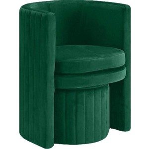 lot 22481 image: Seager Green Velvet Round Arm Chair with Ottoman