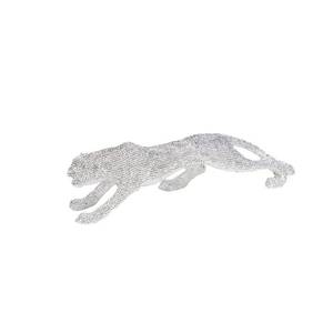lot 205 image: Litton Lane Metallic Silver Leopard Polystone Sculpture with Rhinestone Eyes
