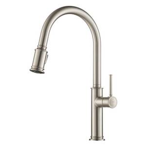 lot 210 image: KRAUS Sellette�� Single Handle Pull Down Kitchen Faucet with Dual Function Sprayhead in all-Brite�� Spot Free Stainless Steel Finish