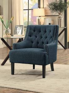 lot 246 image: Homelegance Upholstered Diamond Tufted 18 Inch High Accent Chair, Indigo