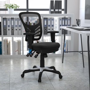 lot 320 image: Swivel Task Chair with Triple Paddle Control Black Mesh - Flash Furniture