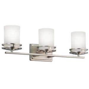 lot 340 image: Kichler 5078NI Hendrik 3 Light Bath in Brushed Nickel