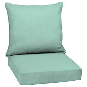 lot 347 image: Arden Selections Aqua Leala Texture Outdoor Deep Seat Set - 46.5 in L x 25 in W x 6.5 in H