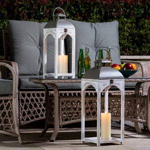 lot 348 image: Glitzhome Set of 2 Farmhouse Wooden Lantern Retail$84.99