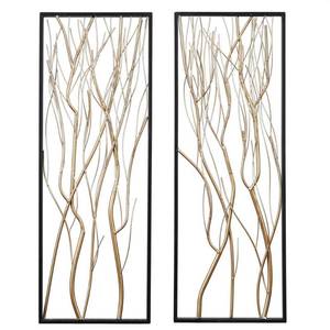 lot 355 image: 2-Piece Metal Gold Branch Wall Decor