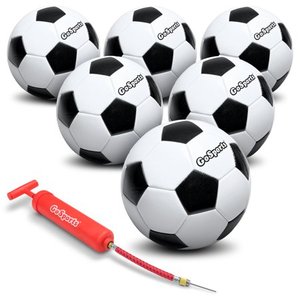 lot 1313 image: GoSports Classic Soccer Ball 6 Pack - Size 5 - with Premium Pump and Carrying Bag